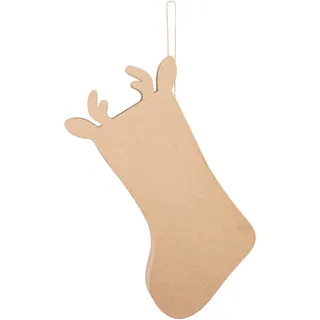 Décopatch NO069C - Figur aus Pappmaché, Socke Rentier zum Aufhängen 5x26x36 cm, Kartonbraun zum Verzieren, 1 Stück