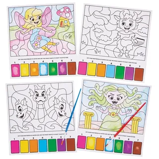 Baker Ross FN081 Mythische Kreaturen Magie Malen nach Zahlen Kit - 10er-Pack, Malsets für Kinder