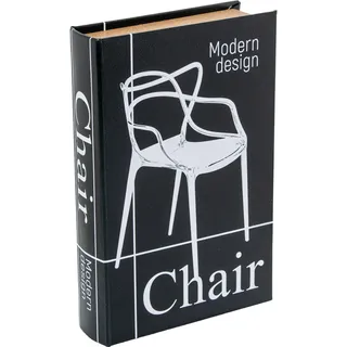 Buchbox aus Holz DM mit Geldkassette aus schwarzem und weißem Metall, 26 x 17 x 5 cm