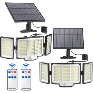 SIGRILL Solarlampen für Außen, Strahler Solarleuchte 348 Led Solar mit Bewegungsmelder 3 Modi IP67 Wasserdichte 270°Beleuchtungswinkel Aussenleuchte für Terrassen/Garagen (2)