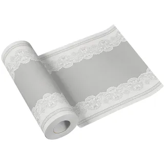 Paw Decor Collection PAW - Tischläufer aus Airlaid (40 cm x 24 m) I Tischdeko für Kommunion, Konfirmation, Hochzeit, Geburtstag, Gartenparty, Taufe I Tischband - Klassisches Ornament, Silber I Farbe: Royal Lace
