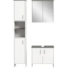 Bild Badmöbel-Set »Lier«, (Set, 3 St.), Hochschrank, Waschbeckenunterschrank, Spiegelschrank, weiß