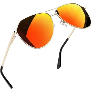 Joopin Große Sonnenbrille Damen Herren Polarisiert Orange Verspiegelt UV400