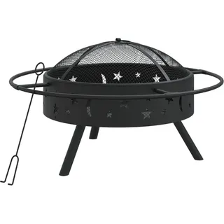 vidaXL Feuerschale mit Schürhaken 70 cm XXL Stahl - Schwarz