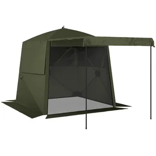 Outsunny Pop-Up-Pavillon aus Oxfordstoff & Fiberglas Grün , Textil , 198x197x198 cm , Sonnenschutz, Pavillons