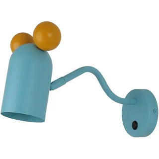 GTV Wandleuchte MOUSE für Kinderzimmer, Türkis Lampe, E27 Fassung, Max. 25W, IP20 – Fröhliches Design mit Mäuseohren