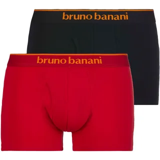 bruno banani Herren Boxershorts, 2er Pack Quick Access Unterhose, einfarbig, Baumwolle Schwarz/Rot 2XL