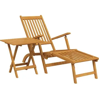 vidaXL Gartenliege mit Fußteil und Tisch Massivholz Akazie - Braun