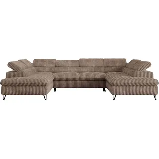 MKS Meble MKS Wohnlandschaft, Braun, 6-Sitzer, U-Form, 346x76x208 cm, Wohnzimmer, Sofas & Couches, Wohnlandschaften, Wohnlandschaften in U-Form