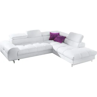 COTTA Ecksofa "Chef L-Form" mit Kopfteilverstellung, edle Metallkufen, optional Schlaffunktion, altweiß