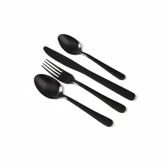 HOME DECO FACTORY, KA0533, Elegant 16-Piece Cutlery Set in Black Stainless Steel, modern and Ergonomic Design, ideal for All Occasions, Easy to Maintain, Size: 16 Pieces, Black