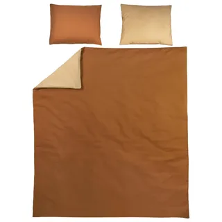 Meyco Home Uni Bettwäsche Doppelbett (Baumwolle, atmungsaktives Material, einfache Pflege, praktischer Einschlagstreifen, Maße: 200 x 200/220 cm), Camel/Warmer Sand