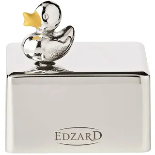 Edzard Spieluhr, dekorative Musikbox Ente, versilbert und anlaufgeschützt, ca. 5 x 6 cm, Melodie Guten Abend Gute Nacht