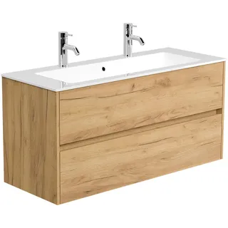 Posseik Badmöbel Limes und Doppel-Waschtisch 2 Auszüge 120 cm Eiche Gold