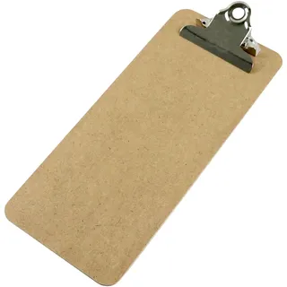 Klemmbrett Holz 1/3 A4   | Hochformat  | Classic - mit großer Retroklammer, braun