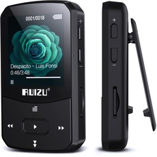 64GB MP3 Player Bluetooth 5.0 Sport Musik Player mit Clip mit 1,5 Zoll TFT Farbbildschirm, Unterstützt bis 128GB SD Karte,mit unabhängiger Lautstärketaste, FM Radio, Schrittzähler, Sprachaufzeichnung