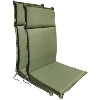 2x Auflage Hochlehner Gartenstuhlauflagen 118x47 Sesselauflagen Stuhlkissen grün