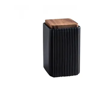 YYW Quadratische Vorratsdose für Lebensmittel, Keramik, Keksdosen mit luftdichtem Deckel, tolle Lebensmittelaufbewahrungsdose für Kaffeebohnen, Tee, Gewürze oder Snacks (schwarz, S)