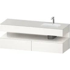 Duravit Qatego Einbauwaschtisch mit Konsolenwaschtischunterbau, 1600x550x600mm, Nische Weiß Hochglanz, Becken rechts, QA4796022, Farbe: Weiß Supermatt/mit Nischenbeleuchtung