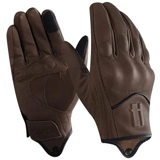Harssidanzar Herren Motorrad Handschuhe Winter Warm Goatskin Leder Fleece gefüttert Touchscreen Motorrad Handschuhe GM041EU, Braun,Größe M