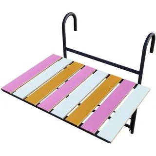 [en.casa] Balkonhängetisch Petäjävesi , Multicolor , Holz, Metall , Rechteckig , 60x58x40 cm , Gartenmöbel, Gartentische, Balkontische