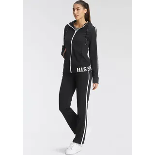 Trainingsanzug H.I.S, Damen, Gr. 46, schwarz, Obermaterial: 94% Polyester, 6% Elasthan, Basic schmal, Sportanzüge Trainingsanzug, Softes, schnell trocknendes Stretchmaterial für hohen Komfort, Topseller