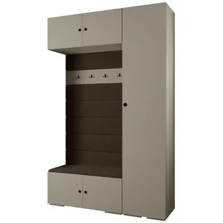 Abiks Möbel Garderoben-Set 236,7/150/47 , Kaschmir, Braun, Schwarz , Metall , Nachbildung , 150x236.7x47 cm , Garderobe, Garderoben-Sets & Garderoben-Serien, Garderoben-Sets