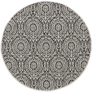 benuta Nest Outdoorteppich rund Cleo Weiß/Schwarz ø 120 cm rund , Textil , Grafikmuster , Rund , 120x120 cm , Oeko-Tex® Standard 100 , wasserabweisend , Teppiche und Böden, Teppiche, Outdoorteppiche