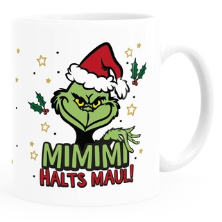 MoonWorks® Kaffee-Tasse Grinch Anti Weihnachten lustig Kaffeebecher mit Spruch Mimimi Halts Maul weiß standard