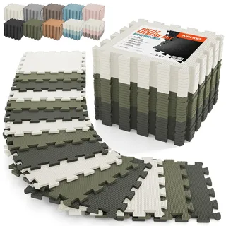 AIRHOP Gymnastik-Bodenmatte, EVA-Schaum-Puzzle, hochdichte, ineinandergreifende Schaumstoff-Bodenfliesen für Zuhause, Fitnessstudio, Spieltraining, Garage, Küche, Bodenbelag, 32 x 32 x 1 cm, 18 Stück