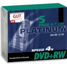 Platinum DVD+RW 4.7GB, 5 Pcs. (5 x), Optischer Datenträger