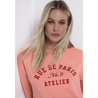 Sweatshirt STREET ONE, Damen, Gr. 46, light apricot, Sweatware, Obermaterial: 48% Baumwolle, 47% Modal, 5% Elasthan, bedruckt, normal hüftbedeckend, Rundhals, Bündchen, Sweatshirts Sweatshirt, mit Wording