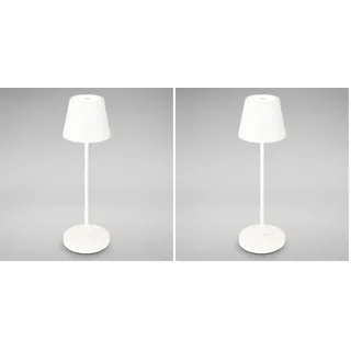 B.K.Licht - dimmbare Tischlampe kabellos, LED Nachttischlampe mit Touch als Balkon Deko, Outdoor, Schlafzimmer, Wohnzimmer, Camping, Garten, USB-C, Für Innen und Aussen, Weiß, 38 x 12 cm (HxD)