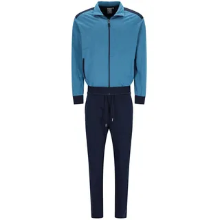 Sweater HAJO "Trainingsanzug Homewear Set Soft Sweat", Herren, Gr. L, bunt (blau), Obermaterial: 60% Baumwolle CO. 40% Polyester PES., Sweatshirts Sweater