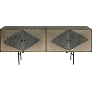 Kare Design Sideboard Mancha, Schwarz, Kommode, Konsolenschrank, Stahl Gestell, mit 2 Türen, Unikat, 77x183x42 cm (H/B/T)