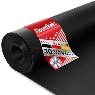 Floordirekt SBR Gummimatte 120 x 200 cm, 1 mm - Meterware - Schwarz & Glatt - Bautenschutzmatte Antirutschmatte Gummi Boden Matte - Bodenbelag Gummiplatte Gummistreifen