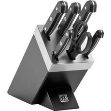 Bild Gourmet Selbstschärfender Messerblock, 7-teilig, Messer und Schere aus rostfreiem Spezialstahl/Kunststoff-Griff, Schwarz