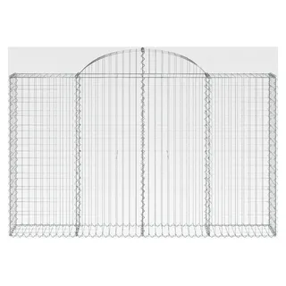 Gabione 200x30x120/140 cm Gabionenkorb Gabionenwand Oberbogen Gabionen Zaun Eisen Steinkorb Wand Steingabionen Drahtkorb Dekorative Zäune Gartendeko