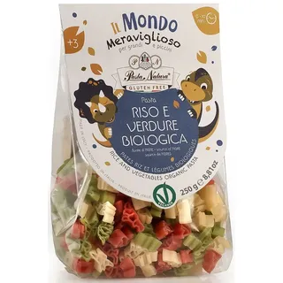 PASTA (REIS DREIFARBIG) FÜR KINDER DINOSAURIER GLUTENFREI BIO 250 g - PASTA NATU