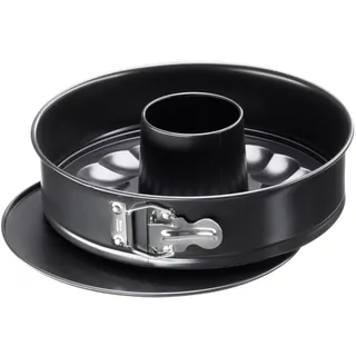 Original Kaiser Classic Springform 28 cm rund, 2 Böden, Flach- und Rohrboden, runde Backform antihaftbeschichtet, Kuchenform auslaufsicher, schwarz