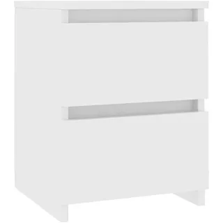 vidaXL Nachttisch Weiss 30X30X40 CM Holzwerkstoff , Weiß , Holz , Strukturbuche , 2 Schubladen , Quadratisch , 30x40x30 cm , Schlafzimmer, Nachtkästchen