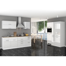 Bild Möbel Küchenzeile Mailand 380 cm Weiß Hochglanz-Weiß Matt mit E-Geräten