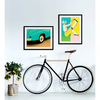 Queence »Nostalgie« Auto 1 Stk. tlg. HD Premium Poster-Druck inkl. Holzrahmen,