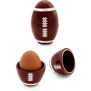 40YARDS American Football Eierbecher aus Keramik mit Deckel (1 Stück, 9 x 6 cm) – Frühstücks-Eierbecher in Football-Optik – Warmhaltender Eierhalter – Lustiges Geschenk für American Football-Fans