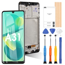 ARSSLY Bildschirm für Samsung Galaxy A31/A315F LCD Display Touch Digitazer Assembly Ersatz mit Werkzeugen (Schwarz mit Rahmen)