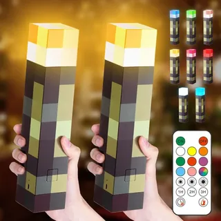 Lampe Fackel Wandlampe 2 Stück, 8 Farben Wall Fackel Nachtlicht, Nachtlampe USB Wiederaufladbare LED Lichter, Led Fackel Kinder für Hand oder Wandhalterung Beleuchtung Spielzeug Geschenke, 28cm