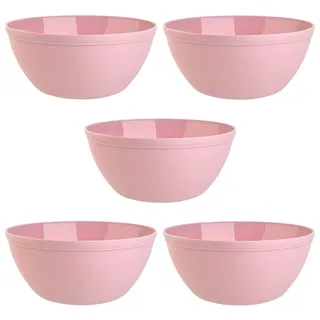 Engelland 5er Set Schalen Müslischalen Dessertschalen Salatschale Suppenschale Reisschale Bowl in Farbe rosa aus Kunststoff BPA-frei groß 900 ml