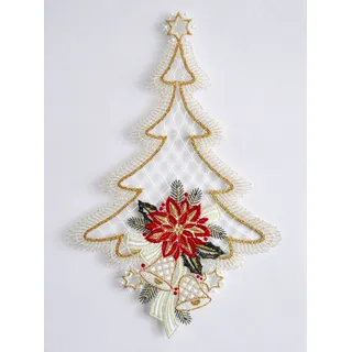 Stickereien Plauen Fensterbild Tannenbaum 22 x 33 cm bunt