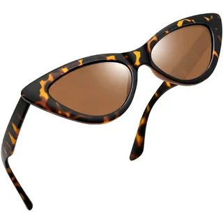 Joopin Vintage 60er Cateye Sonnenbrille Damen Braun UV400 und Retro Katzenauge Sonnenbrille Damen Polarisiert Dreieck Cateye Brille Party Cosplay (Braun Leopard)