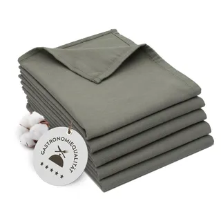 ZOLLNER 5er Set Geschirrtücher Baumwolle in 50x70 cm - super saugstarke und robuste Küchentücher - waschbar bis 60°C – in anthrazit - Gastronomiequalität - Oeko Tex® Zertifiziert